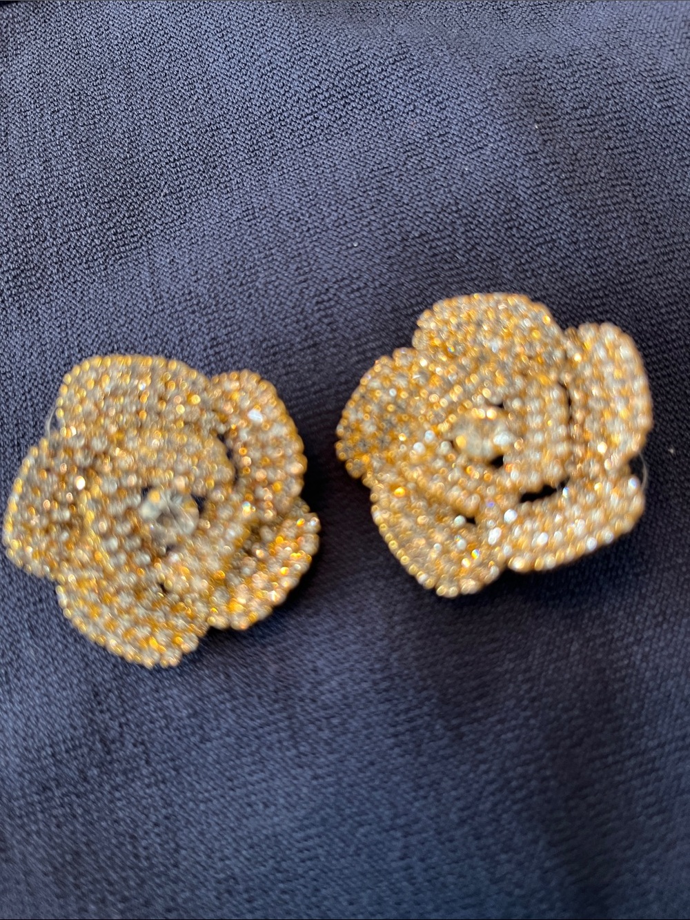 Gold Swarovski Crystal Floral Stud Earrings - Women's Jewelry